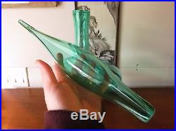 RARE Large Size HUSTED BLENKO 6312L SEA GREEN DECANTER Retro Art Glass Vtg MCM