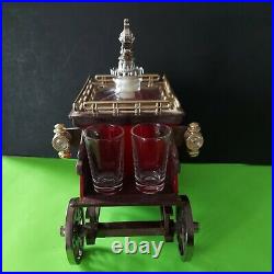 RARE US MAIL Overland Stage Coach Liquor Decanter With 4 Shot Glasses With Music