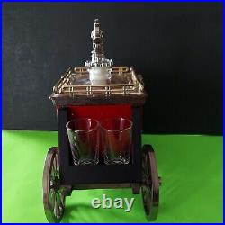 RARE US MAIL Overland Stage Coach Liquor Decanter With 4 Shot Glasses With Music