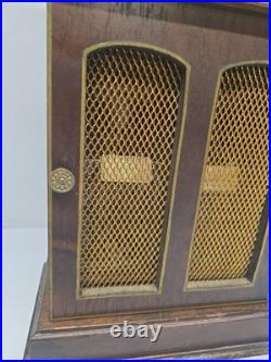 RARE Vintage 1940s Norleans JAPAN Wood Clock Tower Decanter Cabinet