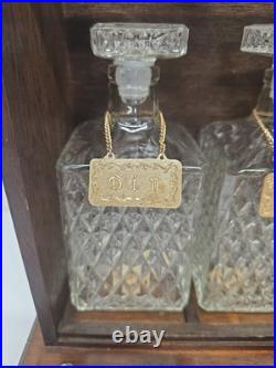 RARE Vintage 1940s Norleans JAPAN Wood Clock Tower Decanter Cabinet