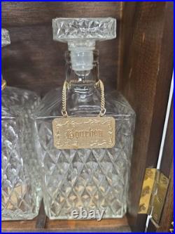 RARE Vintage 1940s Norleans JAPAN Wood Clock Tower Decanter Cabinet