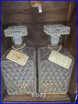 RARE Vintage 1940s Norleans JAPAN Wood Clock Tower Decanter Cabinet