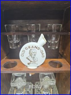 RARE Vintage 1940s Norleans JAPAN Wood Clock Tower Decanter Cabinet