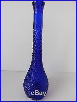 RARE Vintage COBALT BLUE Diamond Cut Genie Bottle Decanter Italy Empoli UNIQUE