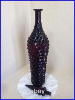 RARE Vintage Mid Century Purple Empoli Italian Glass Genie Bottle Decanter EUC