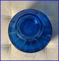 RARE Vintage Squat 11 Blue Glass Decanter Bottle With Handblown Murano Knot