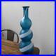 RARE-Vntg-Empoli-Italian-Murano-Swirled-Tri-Lobed-Bottle-18-Blue-White-Gourd-01-oza