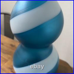 RARE Vntg Empoli Italian Murano Swirled Tri-Lobed Bottle 18 Blue White Gourd