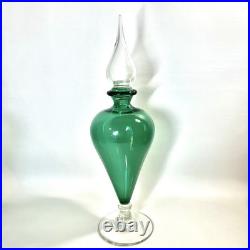 RARE Vtg Empoli Green Apothecary Footed Decanter 18 w Stopper MCM Genie READ
