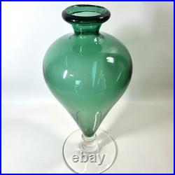 RARE Vtg Empoli Green Apothecary Footed Decanter 18 w Stopper MCM Genie READ