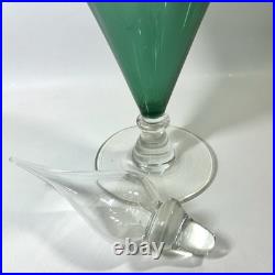 RARE Vtg Empoli Green Apothecary Footed Decanter 18 w Stopper MCM Genie READ