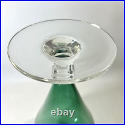 RARE Vtg Empoli Green Apothecary Footed Decanter 18 w Stopper MCM Genie READ