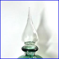 RARE Vtg Empoli Green Apothecary Footed Decanter 18 w Stopper MCM Genie READ