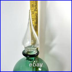 RARE Vtg Empoli Green Apothecary Footed Decanter 18 w Stopper MCM Genie READ