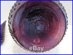 RETRO Big GENIE Amethyst Purple HOBNAIL ART GLASS DECANTER 23 ¾ T Vintage