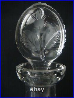 RRR RARE Antique Vintage Cut Crystal Glass Decanter Flower Decor
