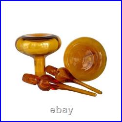 Rainbow Glass Company VTG Amber Glass Decanters Hand-Blown 1960s Flame Stoppers