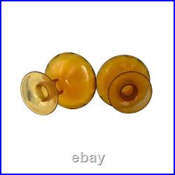 Rainbow Glass Company VTG Amber Glass Decanters Hand-Blown 1960s Flame Stoppers
