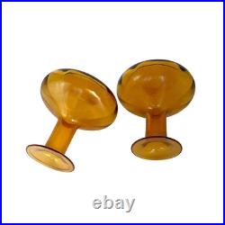 Rainbow Glass Company VTG Amber Glass Decanters Hand-Blown 1960s Flame Stoppers