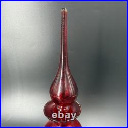 Rainbow Mid Century Amberina Art Glass Decanter Genie Bottle W Stopper Vintage
