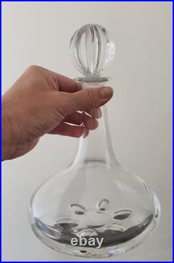 Rare Nils Landberg Orrefors Crystal Ship Decanter MCM Retro Vintage Glass Art