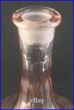 Rare Retro Pink Glass Genie Bottle Decanter With Stopper Vintage