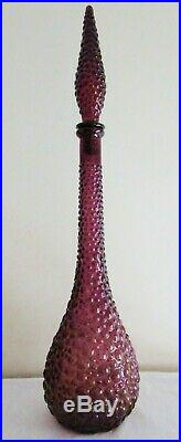 Rare Retro Vintage Purple Grape Italian Art Glass Bubble Genie Bottle Decanter
