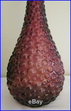 Rare Retro Vintage Purple Grape Italian Art Glass Bubble Genie Bottle Decanter