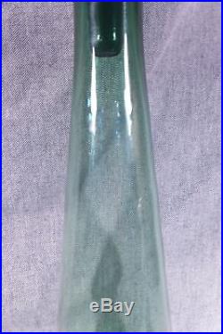 Rare Tall Vintage Italian Sea Green Glass Genie Bottle & Stopper Retro Decanter