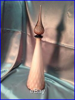 Rare VIntage Murano Diamond Optic Empoli Lavendar Art Glass Decanter Vase