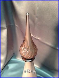Rare VIntage Murano Diamond Optic Empoli Lavendar Art Glass Decanter Vase
