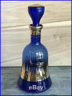 Rare VTG Cobalt Blue Glass Bottle Decanter Italian Rossini Empoli WithLabel Venice