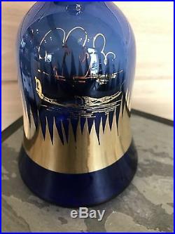 Rare VTG Cobalt Blue Glass Bottle Decanter Italian Rossini Empoli WithLabel Venice