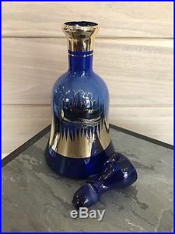 Rare VTG Cobalt Blue Glass Bottle Decanter Italian Rossini Empoli WithLabel Venice