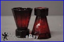 Rare Vintage 1960s Fenton Franklin Ruby Glass Decanter Set Shot Glasses #1935