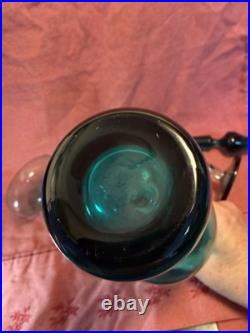 Rare Vintage 60's Blenko Sea Green Glass Decanter Set With Stopper 13