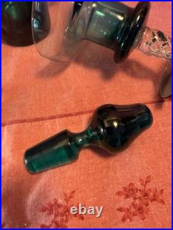 Rare Vintage 60's Blenko Sea Green Glass Decanter Set With Stopper 13