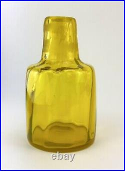 Rare Vintage Blenko Handmade Glass 6955 Floor Decanter in Lemon Myers MCM Design