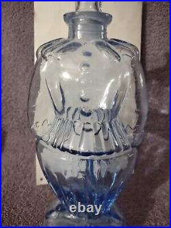 Rare Vintage Blue Glass Clown Shaped Bottle/Decanter Made in France