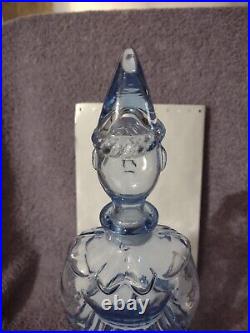 Rare Vintage Blue Glass Clown Shaped Bottle/Decanter Made in France