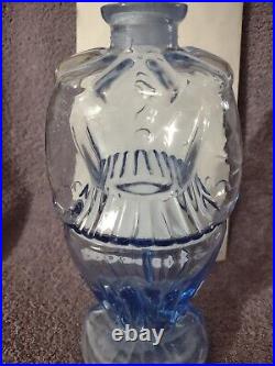 Rare Vintage Blue Glass Clown Shaped Bottle/Decanter Made in France