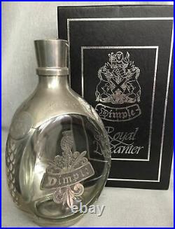 Rare Vintage Cased Haig Royal Decanter Pewter Overlay Glass Dimple Whisky Bottle