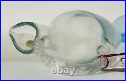 Rare Vintage Cristallo Italian Clear Crystal Glass Decanter with Frosted Blue