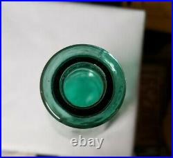 Rare Vintage Empoli MCM Blue Green Italian Glass Genie Bottle Decanter 22