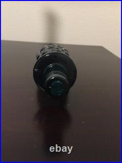 Rare Vintage Empoli MCM Blue Italian Glass Genie Bottle Decanter 22 1/2 Tall