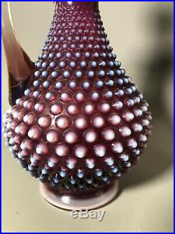 Rare Vintage Fenton Hobnail Plum Decanter Purple Opalescent 12.5