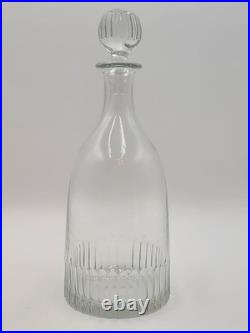 Rare Vintage Flamant France XL Crystal Decanter Ribbed Cut Glass w Stopper 15