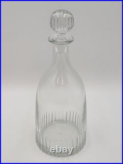 Rare Vintage Flamant France XL Crystal Decanter Ribbed Cut Glass w Stopper 15