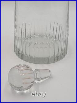 Rare Vintage Flamant France XL Crystal Decanter Ribbed Cut Glass w Stopper 15